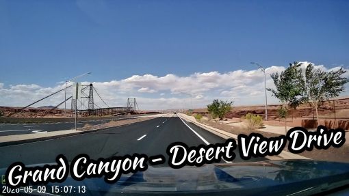 GRAND CANYON DESERT VIEW DRIVE EN PARTANT DE WATCHTOWER PUIS US 89 VERS PAGE DASHCAM